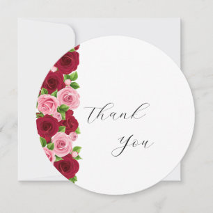  Red and pink floral thank you card