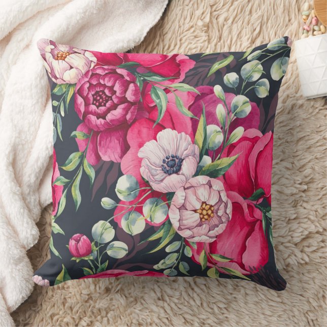 Red and Pink Flowers  Cushion (Blanket)