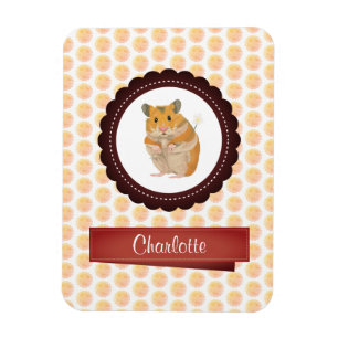 Red and Pink Girls Hamster Magnet