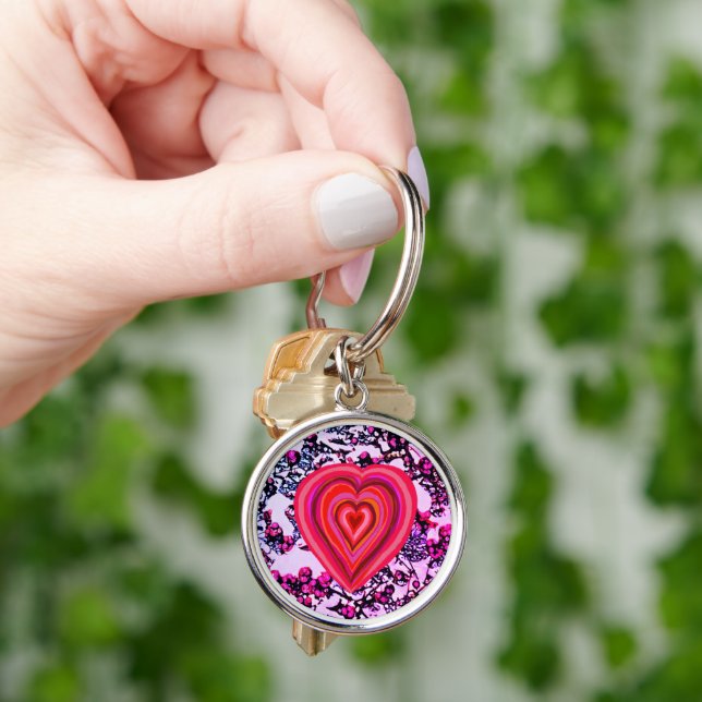 red and pink heart keychain (Hand)