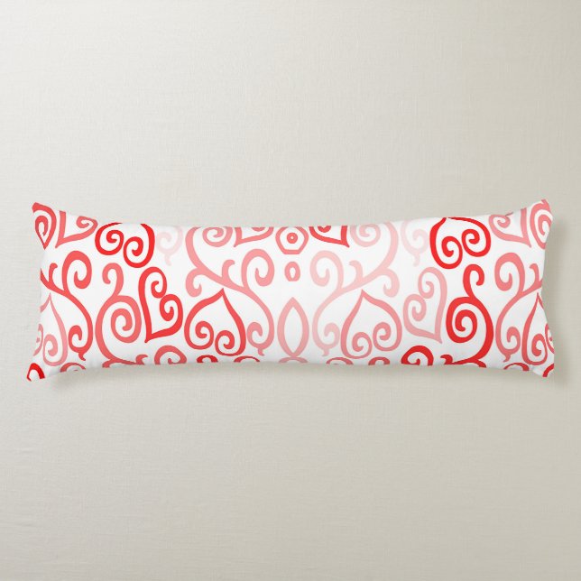 Red and Pink Heart Pattern Body Cushion (Front)