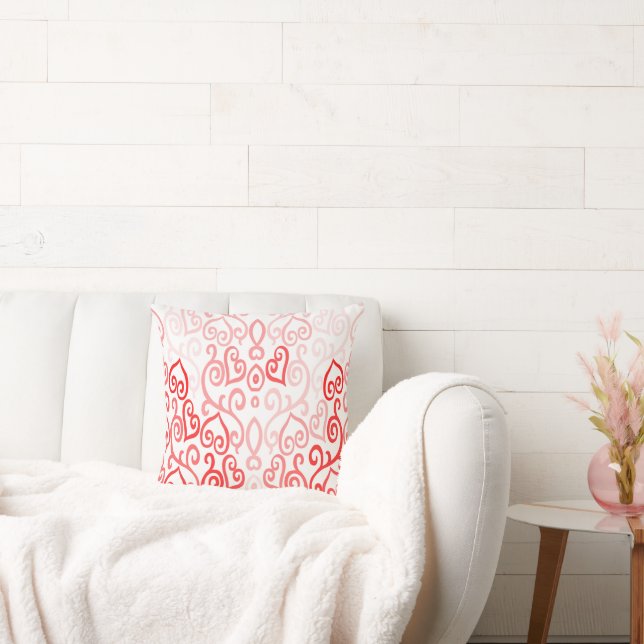 Red and Pink Heart Pattern Cushion (Couch)