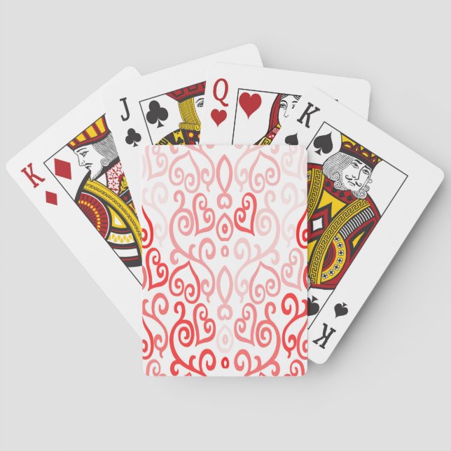 Red and Pink Heart Pattern Playing Cards (Back)