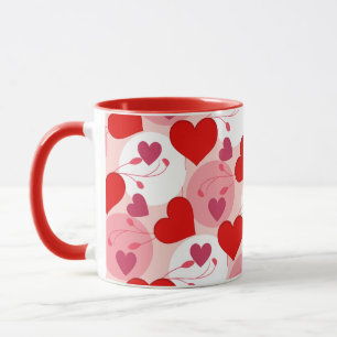 Red and Pink Heart Pattern Valentines Day Mug