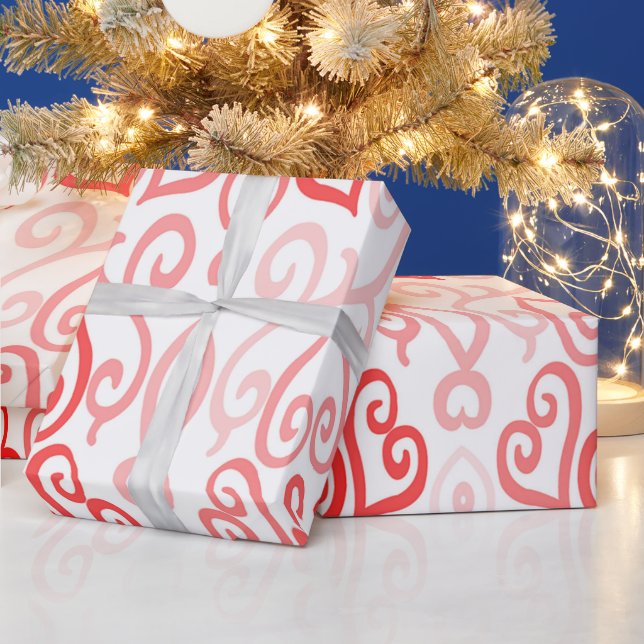 Red and Pink Heart Pattern Wrapping Paper (Holidays)