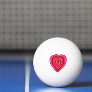 red and pink heart ping pong ball