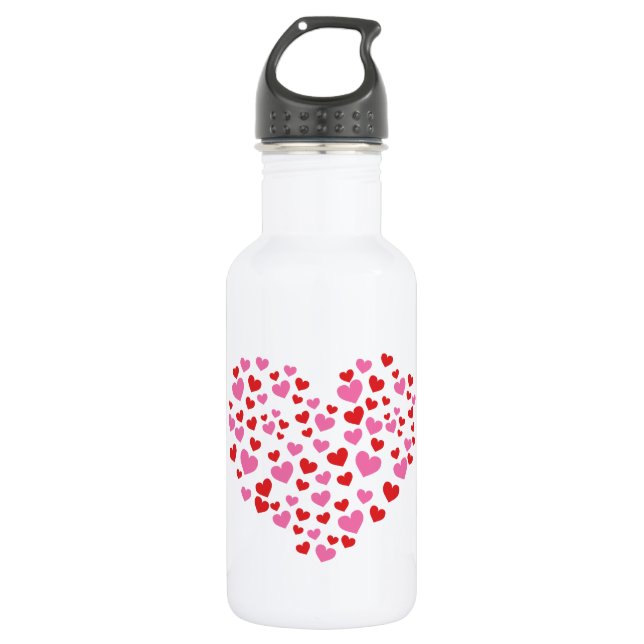 Red And Pink Hearts 532 Ml Water Bottle (Front)