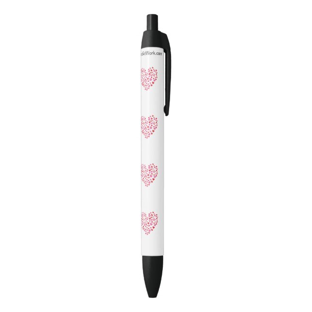 Red And Pink Hearts Black Ink Pen (Bottom (Vertical))