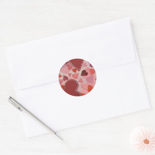 Red and Pink Hearts Classic Round Sticker