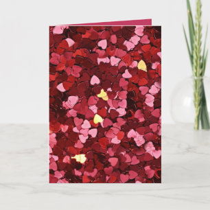 Red and Pink Hearts Confetti Happy Valentine's Day Card