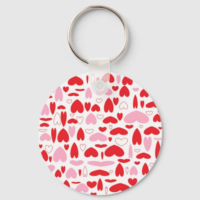 Red And Pink Hearts Key Ring (Front)