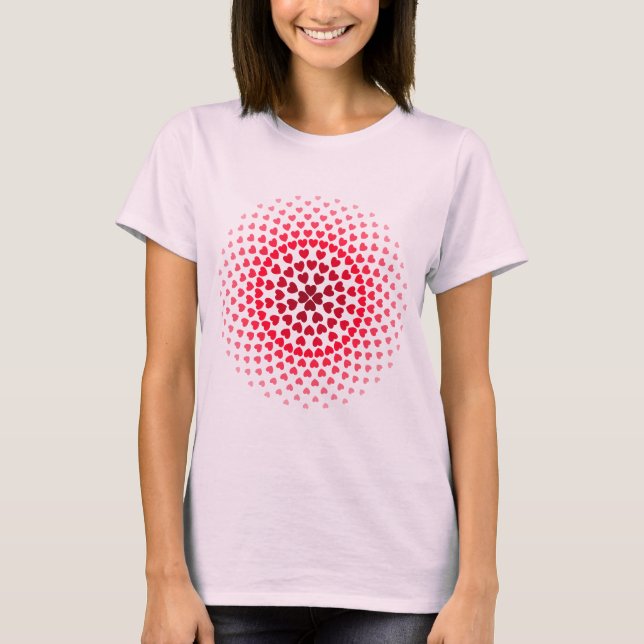 Red and pink hearts mandala T-Shirt (Front)