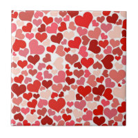 Red and Pink Hearts Mosaic Pattern