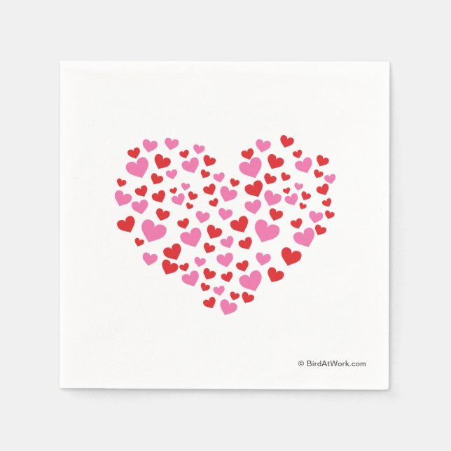 Red And Pink Hearts Napkin (Front)