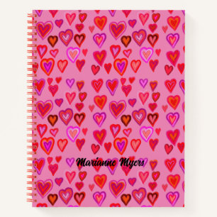 Red and pink hearts notebook