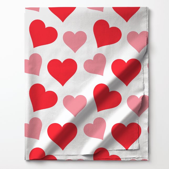 Red and Pink Hearts on White  Fabric (Creator Uploaded)