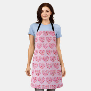 Red And Pink Hearts Pattern Apron