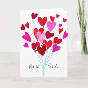 Red and Pink Hearts Personalised Valentine's Day Holiday Card