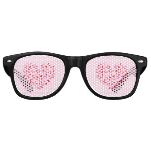 Red And Pink Hearts Retro Sunglasses