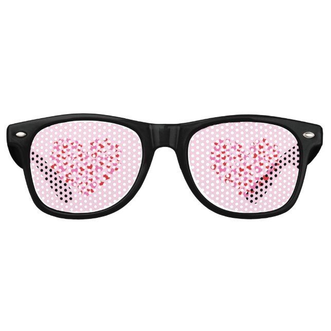 Red And Pink Hearts Retro Sunglasses (Front)