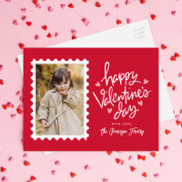 Red and Pink Hearts Stamp Photo Valentine's Day