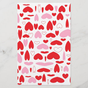 Red And Pink Hearts Stationery