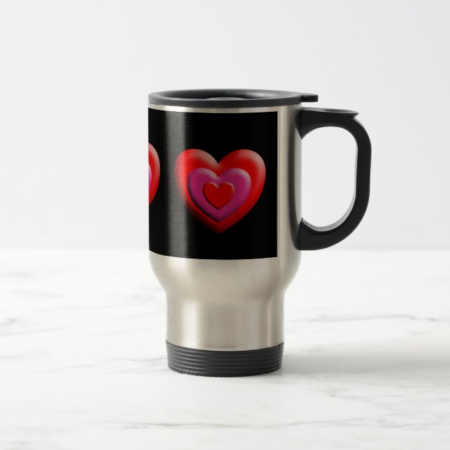 Red and Pink Hearts Travel Mug (Right)