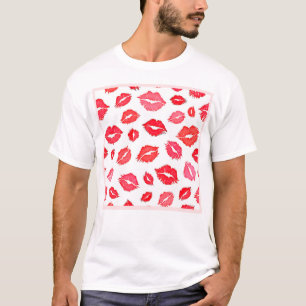 Red and Pink Lip Pattern Art T-Shirt