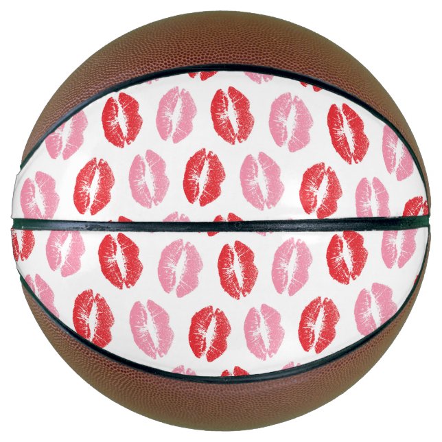 Red and Pink Lips, Pattern Of Lips, Lipstick, Kiss Basketball (Front)