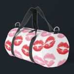 Red and Pink Lips, Pattern Of Lips, Lipstick, Kiss Duffle Bag<br><div class="desc">Elegant,  stylish and sophisticated pattern with red and pink lips on white background. Modern and trendy gift,  perfect for the makeup lover in your life.</div>