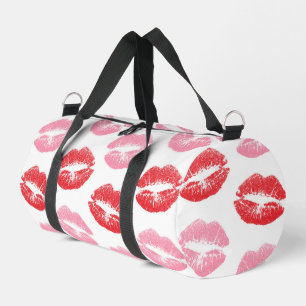 Red and Pink Lips, Pattern Of Lips, Lipstick, Kiss Duffle Bag