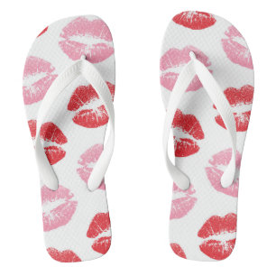 Red and Pink Lips, Pattern Of Lips, Lipstick, Kiss Jandals