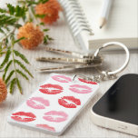 Red and Pink Lips, Pattern Of Lips, Lipstick, Kiss Key Ring<br><div class="desc">Elegant,  stylish and sophisticated pattern with red and pink lips on white background. Modern and trendy gift,  perfect for the makeup lover in your life.</div>