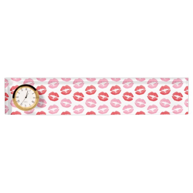 Red and Pink Lips, Pattern Of Lips, Lipstick, Kiss Nameplate (Front)