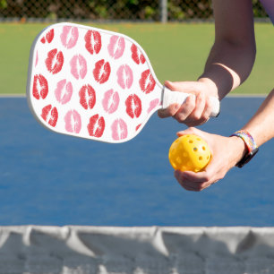 Red and Pink Lips, Pattern Of Lips, Lipstick, Kiss Pickleball Paddle