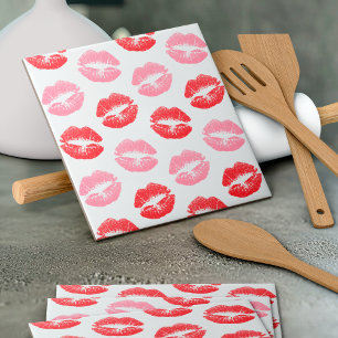 Red and Pink Lips, Pattern Of Lips, Lipstick, Kiss Tile