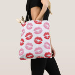 Red and Pink Lips, Pattern Of Lips, Lipstick, Kiss Tote Bag<br><div class="desc">Elegant,  stylish and sophisticated pattern with red and pink lips on white background. Modern and trendy gift,  perfect for the makeup lover in your life.</div>