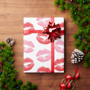 Red and Pink Lips, Pattern Of Lips, Lipstick, Kiss Wrapping Paper
