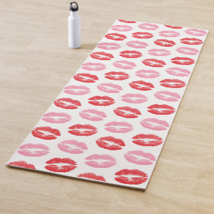 Red and Pink Lips, Pattern Of Lips, Lipstick, Kiss Yoga Mat