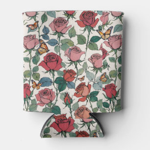 Red and Pink Long Stem Roses with Butterflies Can Cooler