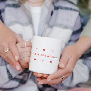 Red and Pink Love You More Than Coffee Romance Mug