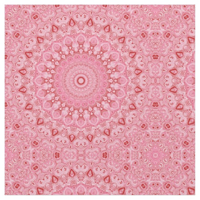 Red and Pink Mandala Pattern Design Fabric (Close Up)
