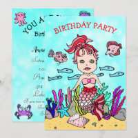 Red and Pink Mermaid Under the Sea Birthday Party