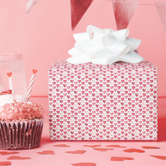 Red and Pink Mini Watercolor Hearts Wrapping Paper
