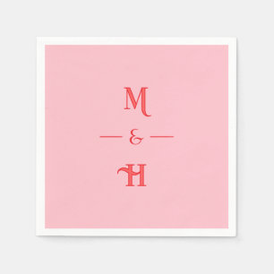 Red and Pink Minimalist Monogram Wedding Party Napkin