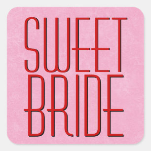 Red and Pink Modern SWEET BRIDE Square Sticker