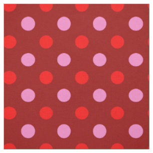 Red and Pink On Maroon Polka Dots Design  Fabric