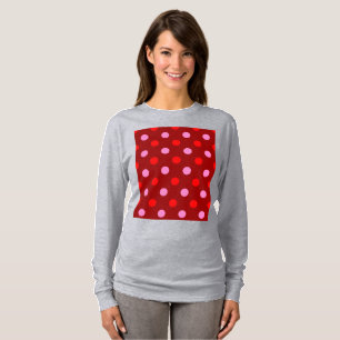Red and Pink On Maroon Polka Dots Design T-Shirt