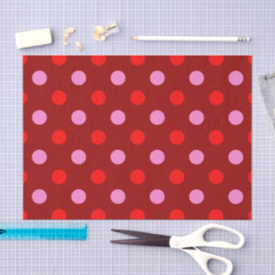 Red and Pink On Maroon Polka Dots Design Tissue Paper