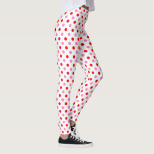 Red and Pink On White Polka Dots Design Leggings